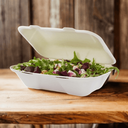 9''x6'' Bagasse Hinged Container - novapkg