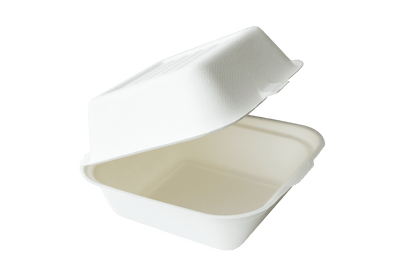 6''x6'' Bagasse Hinged Container - novapkg